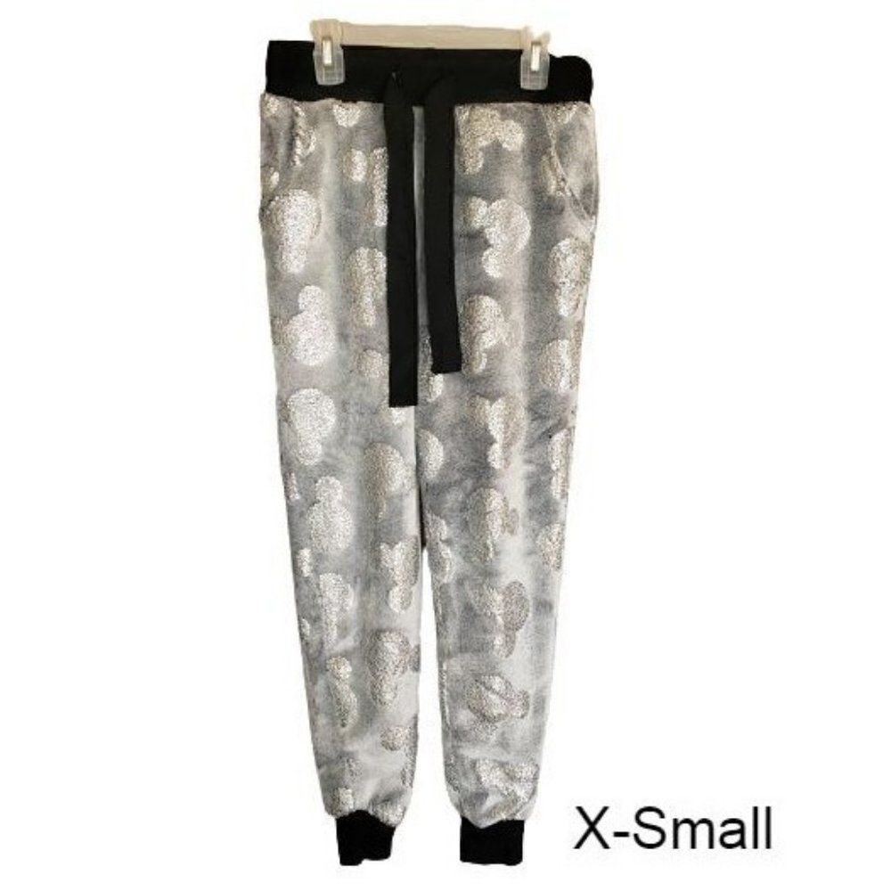 Women's Disney Metallic Mickey Mouse Comfy Soft Butter Pile Lounge Pants XS